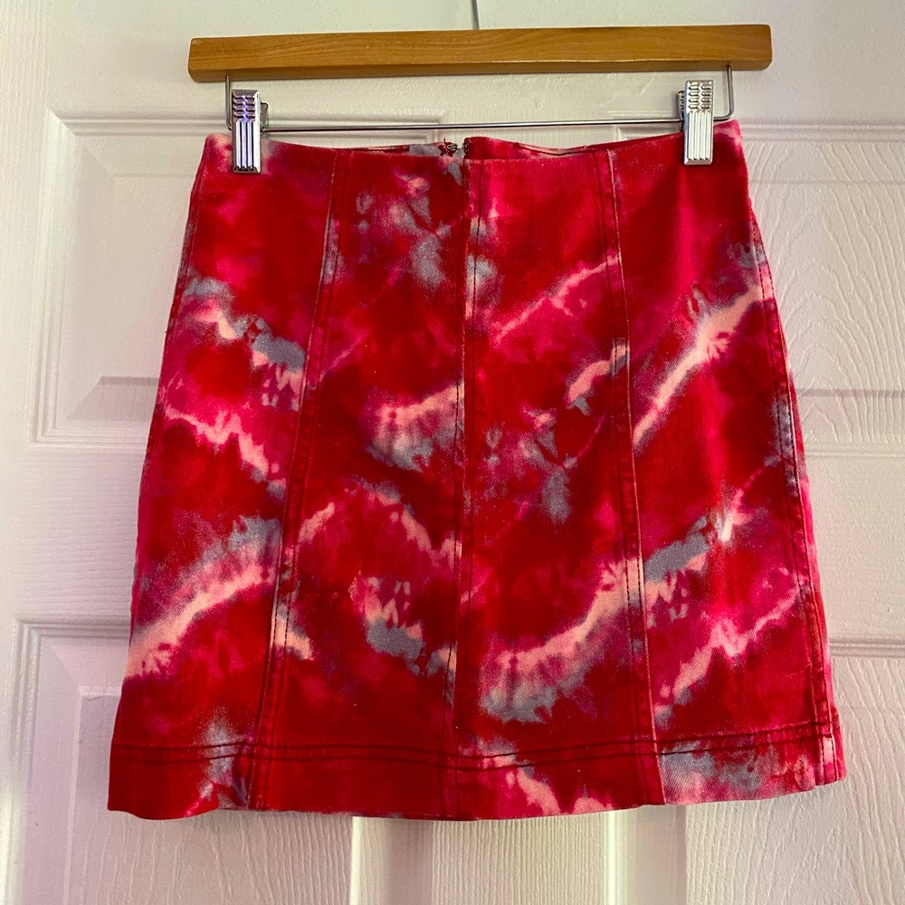 NWOT Free People Modern Femme Tie-Dye Denim Skirt